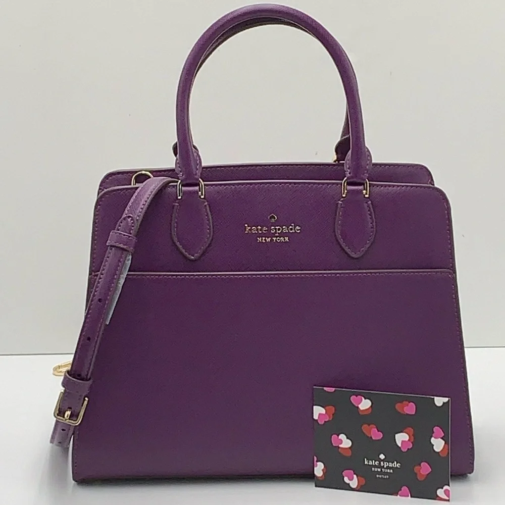 Kate Spade Madison Saffiano Leather Medium Satchel
COLOR:
Ripe Plum 
NWT_4